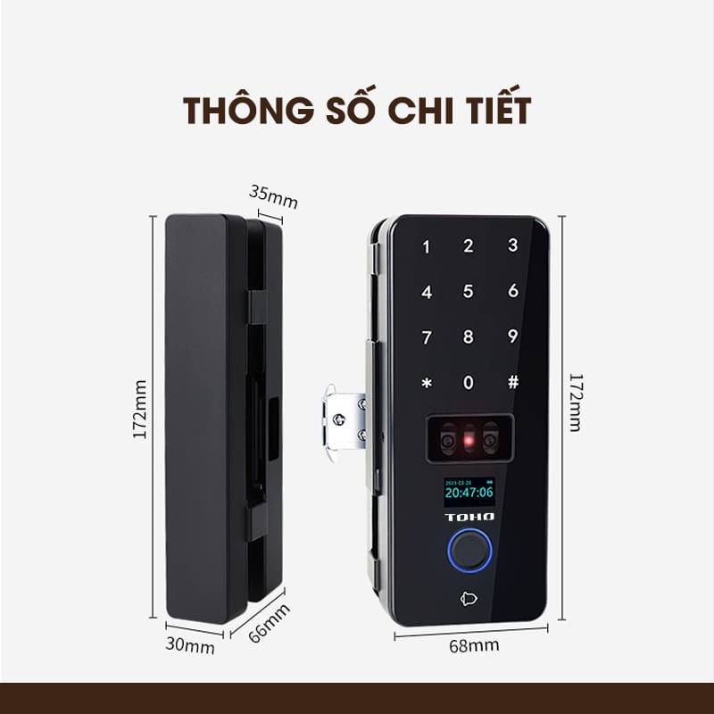 Khóa vân tay TOHO TH547 - Giải pháp bảo mật thông minh cho cửa kính