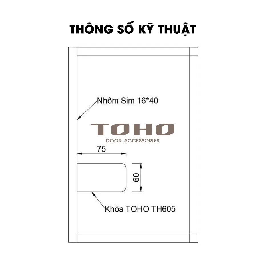 Thông số Khóa Vân Tay Cửa Nhôm Hệ Slim TOHO TH605