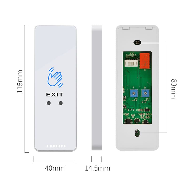 Kích thước nút exit không chạm TOHO TH624