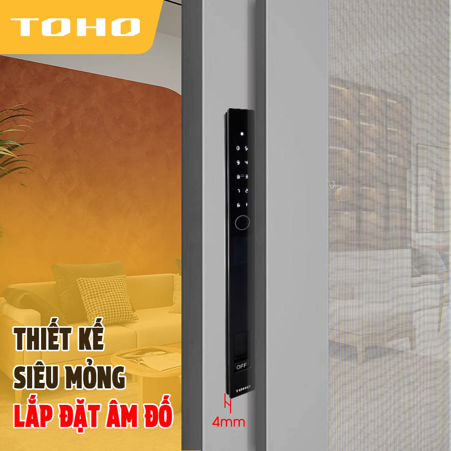 Khóa Thông Minh Cửa Trượt Quay TOHO TH770 – Lắp Âm Đố