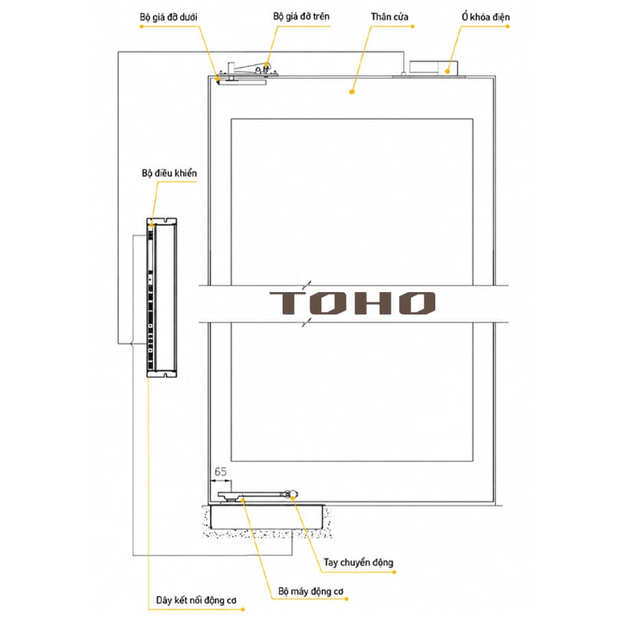 Thi công lắp đặt bản lề sàn tự động TOHO TH771 âm dưới sàn